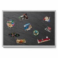 MAGNETTAFEL 60x40 cm Silberner Rahmen Steinwand Struktur - Mokka, Metall (60/50/0.4cm) - TULUP