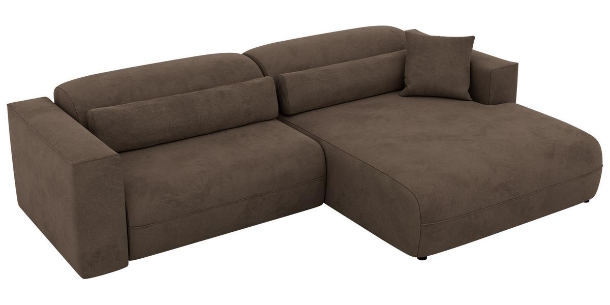 ECKSOFA PAZURRO L - Braun Velvet - Rechts Seite - Schwarz/Braun, Kunststoff/Textil (288/180cm) - MKS