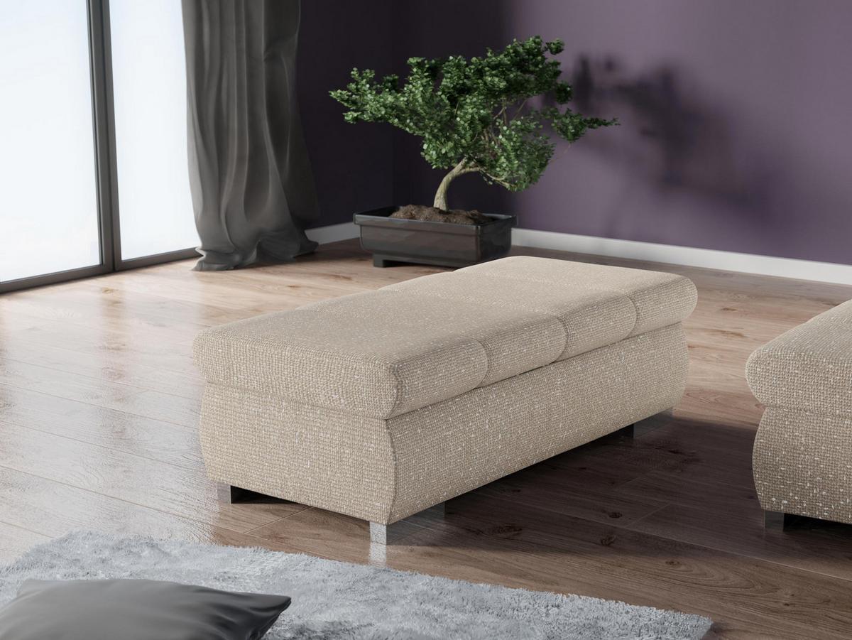 POLSTERHOCKER Bangkok Groß - Silberfarben/Mokka, Holz/Kunststoff (120/39/60cm) - MIRJAN24