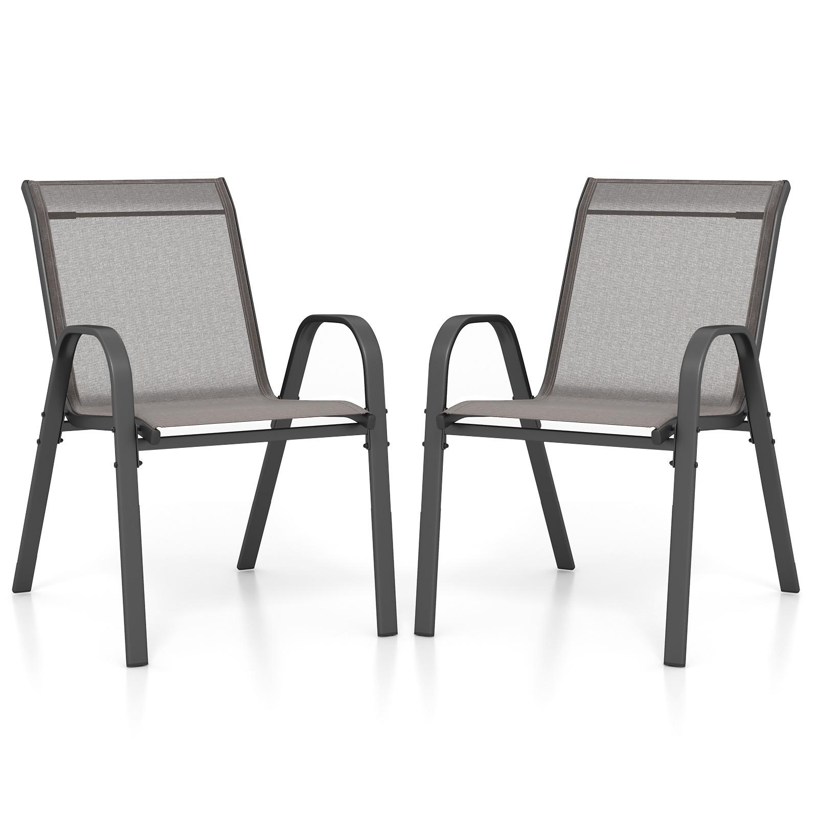 GARTENSTÜHLE Grau(2er-Set) - Grau, Metall (70/84/56cm) - COSTWAY