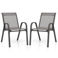 GARTENSTÜHLE Grau(2er-Set) - Grau, Metall (70/84/56cm) - COSTWAY