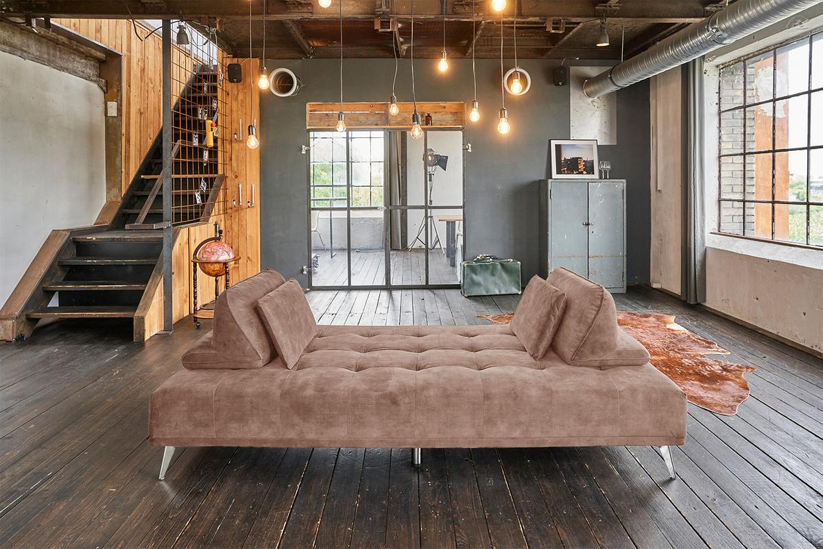 MODULSOFA MIT HOCKER WIOLO Taupe Velvet - Taupe/Silberfarben, Textil/Metall (350/80/350cm) - KAWOLA