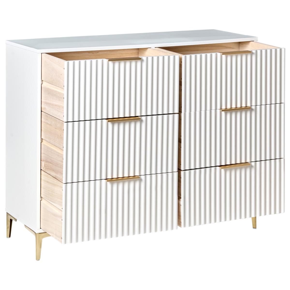 KOMMODE mit 6 Schubladen Weiß Walcott - Weiß, Holzwerkstoff (108/89/40cm) - Beliani