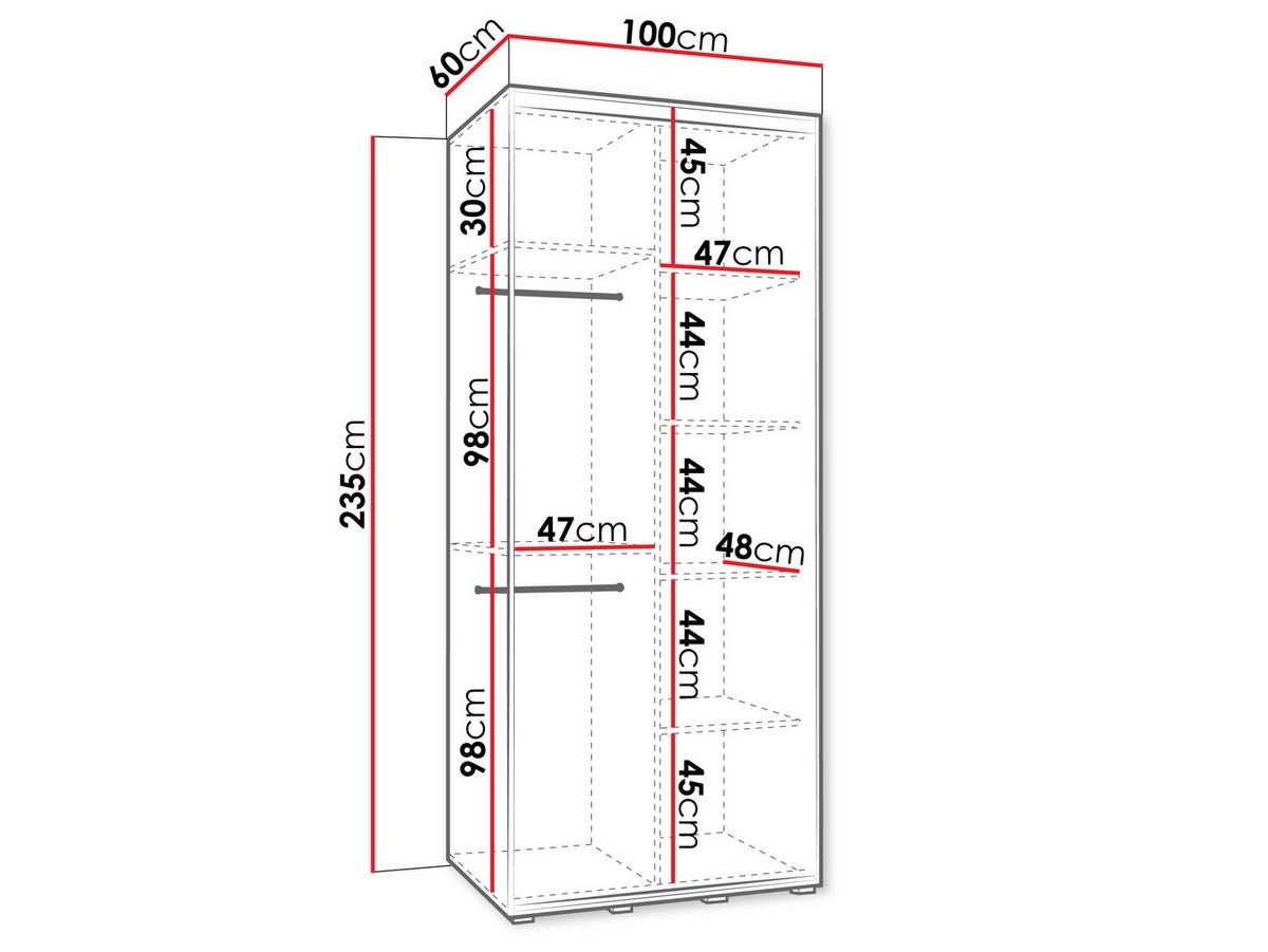 KLEIDERSCHRANK Dakota 3 100 cm - Beige/Schwarz, Holzwerkstoff/Kunststoff (100/235/60cm) - MIRJAN24
