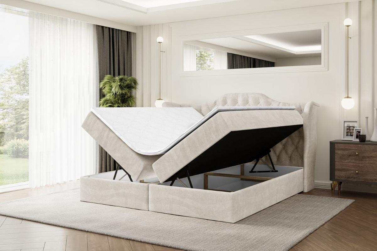 BOXBETT mit Matratze H3 und Lattenrost - VILA - 140x200 cm Ecru - Ecru, Holzwerkstoff (140/200cm) - ALTDECOR
