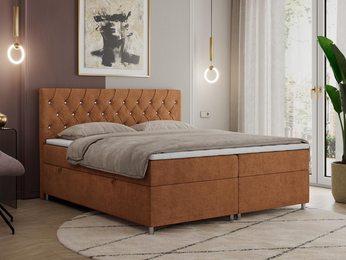 BOXBETT ROMA 120/200 - Orange Strukture - H3 - Orange, Holz/Textil (120/200cm)