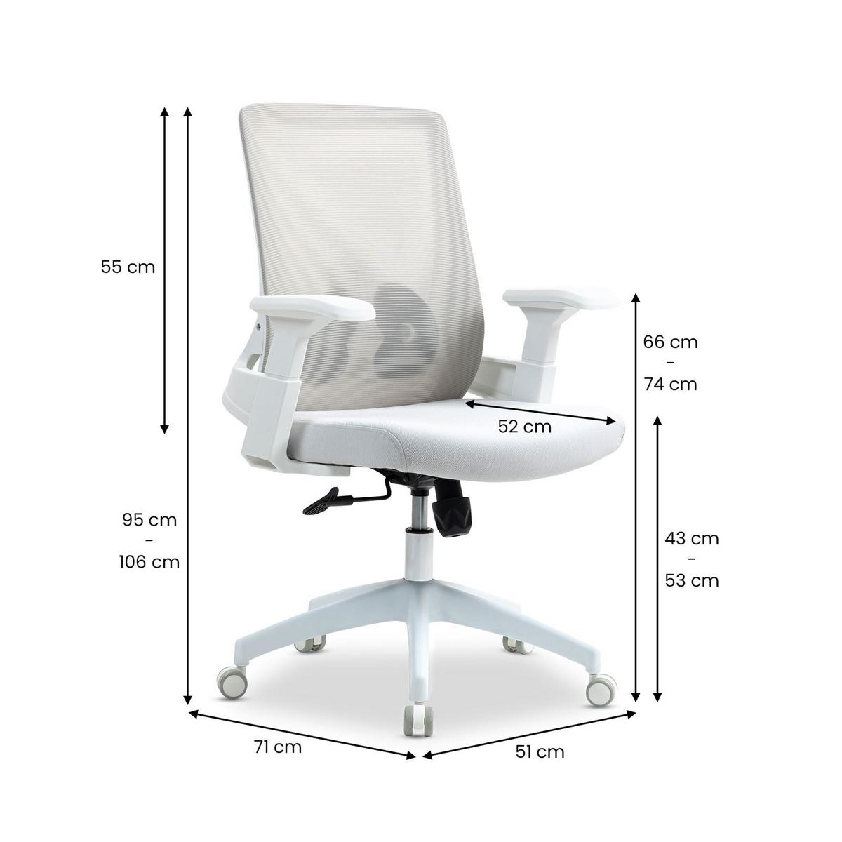 BÜRODREHSTUHL CAPVAL weiß - Weiß, Kunststoff/Textil (65/106/65cm) - IDIMEX