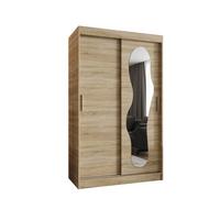 SCHIEBETÜRENSCHRANK mit Spiegel ULTRA 200/120/62 2-türig - Silberfarben/Sonoma Eiche, Holz (120/200/62cm) - MÖBEL KRYSPOL