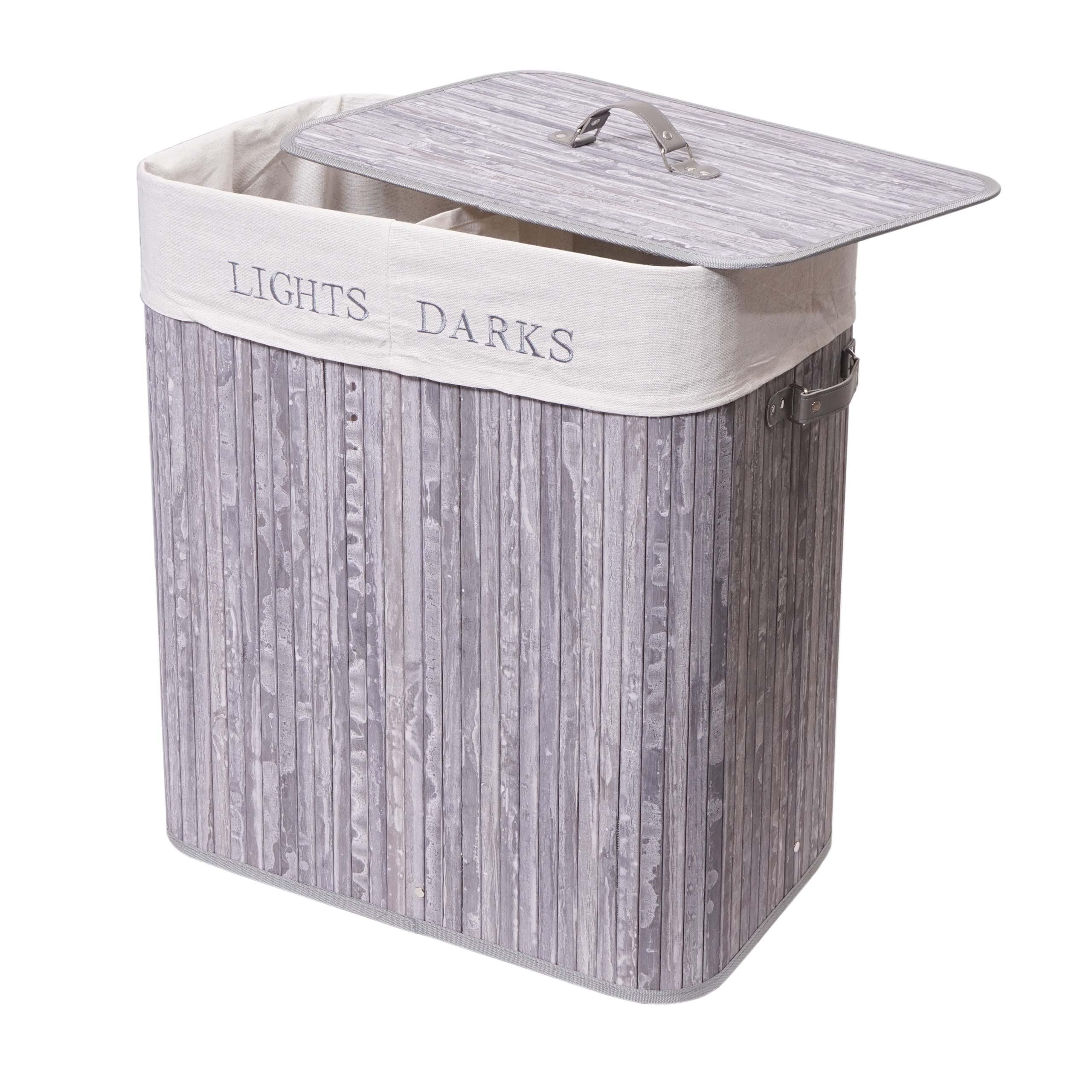 WÄSCHEKORB Grau, Blau, Cremeweiß - Blau/Creme, Holz (55/63/34cm) - MCW
