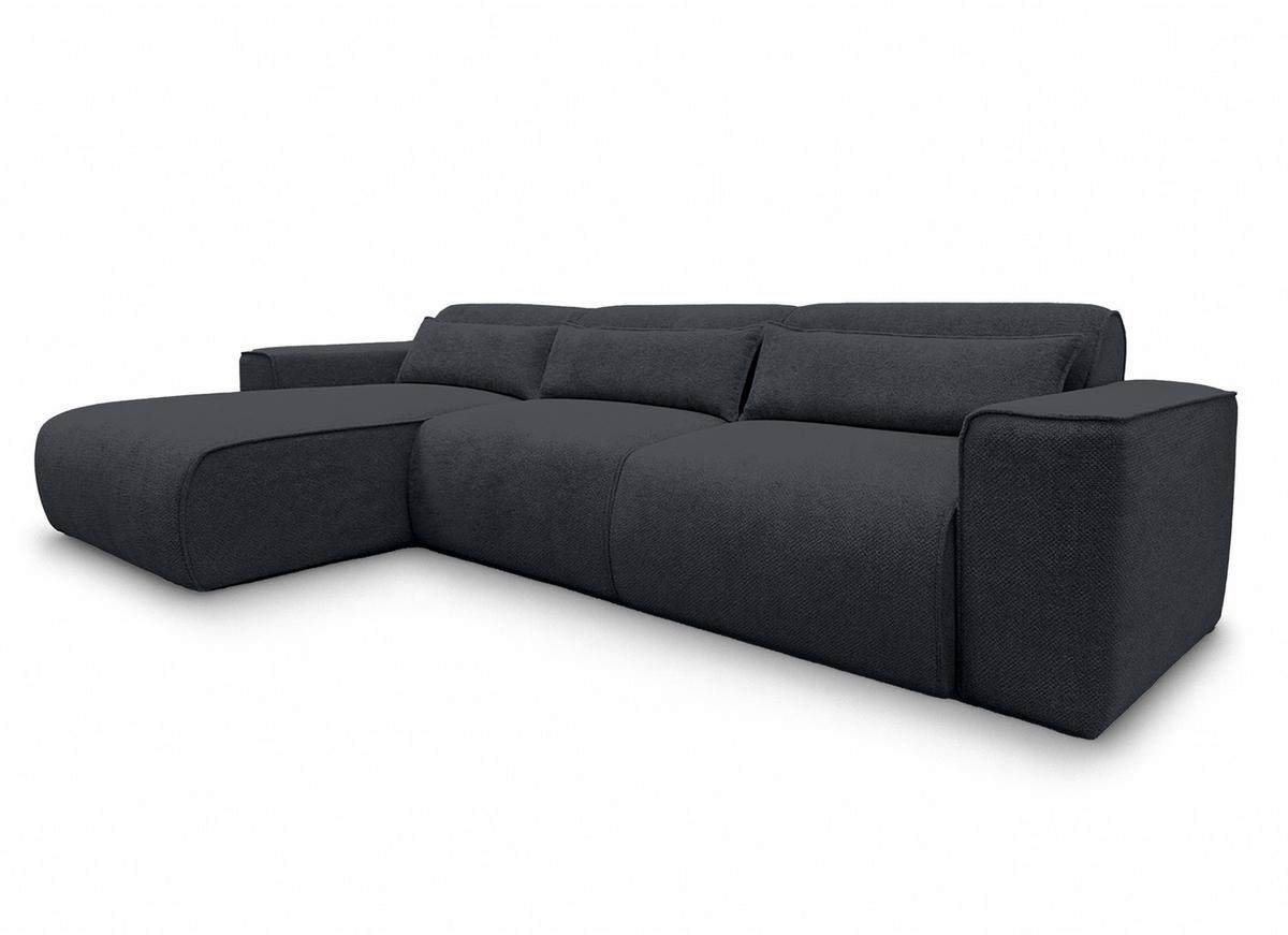 ECKSOFA L Form Ruyam Dunkelgrau 310/165/78 cm – Schlaffunktion Links - Schwarz, Kunststoff/Textil (170/310cm) - AX Living