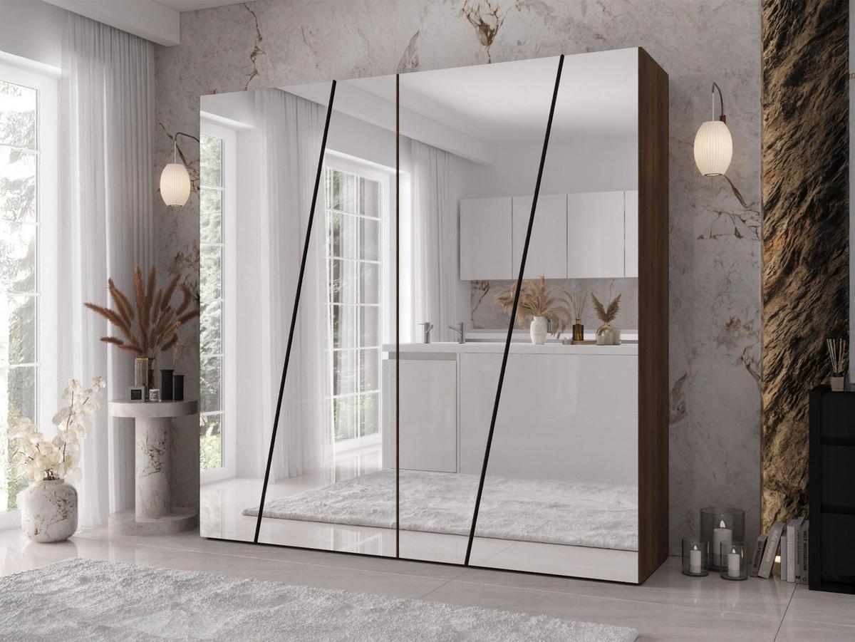 DREHTÜRENSCHRANK Zen 4L 200 cm - Nussbaumfarben/Schwarz, Holzwerkstoff/Kunststoff (200/202/50cm) - MIRJAN24