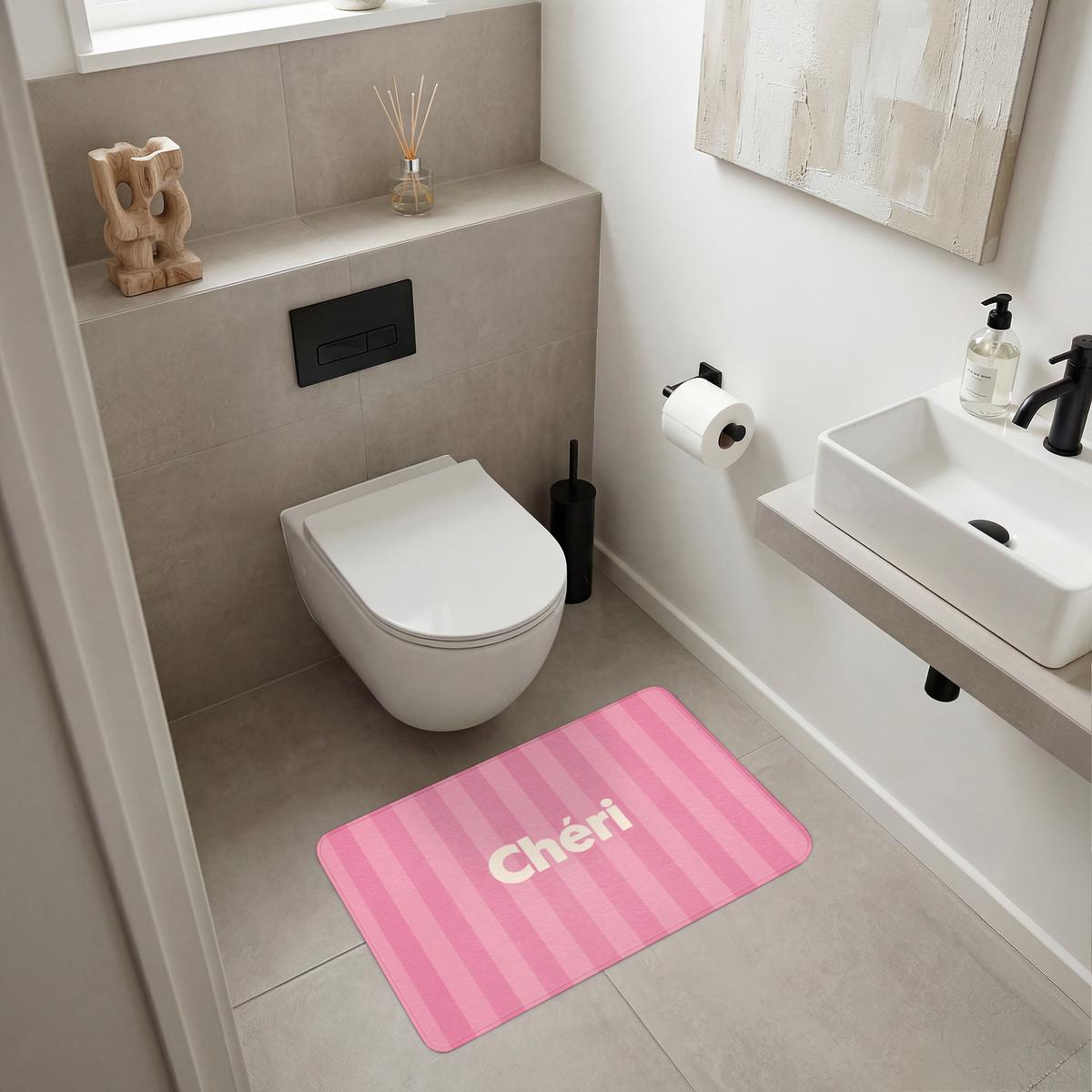 BADEMATTE Gestreift - Rosa - Chéri 80x50 cm - Pink, Textil (80/50cm) - OnlyWow