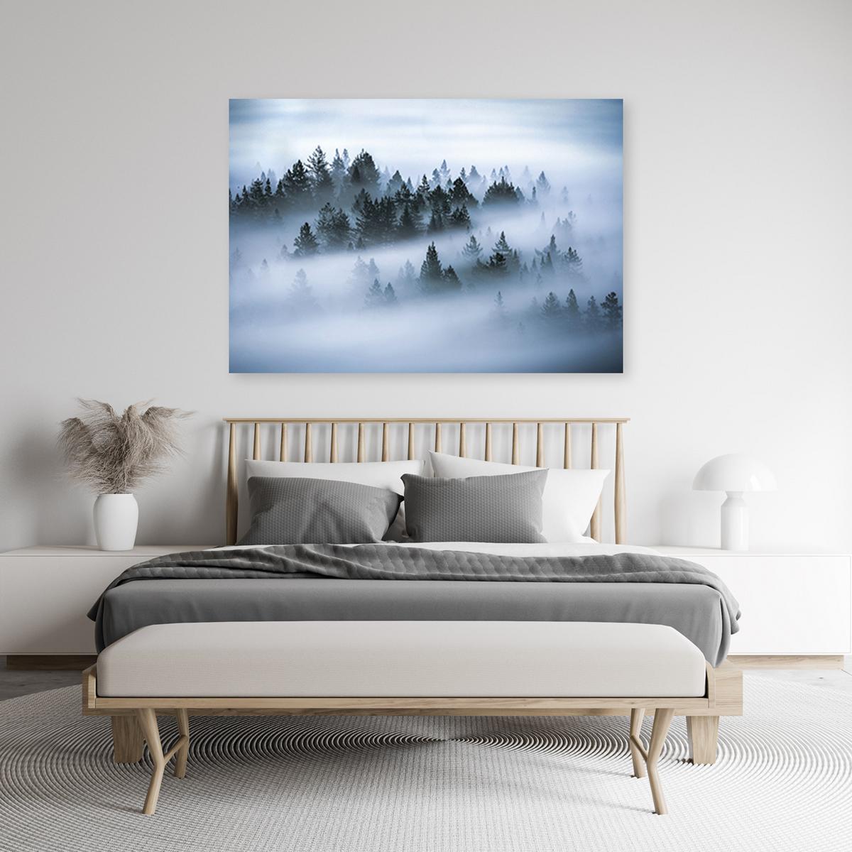 WANDBILD wald im nebel - Grau, Textil (60/40cm) - Feeby