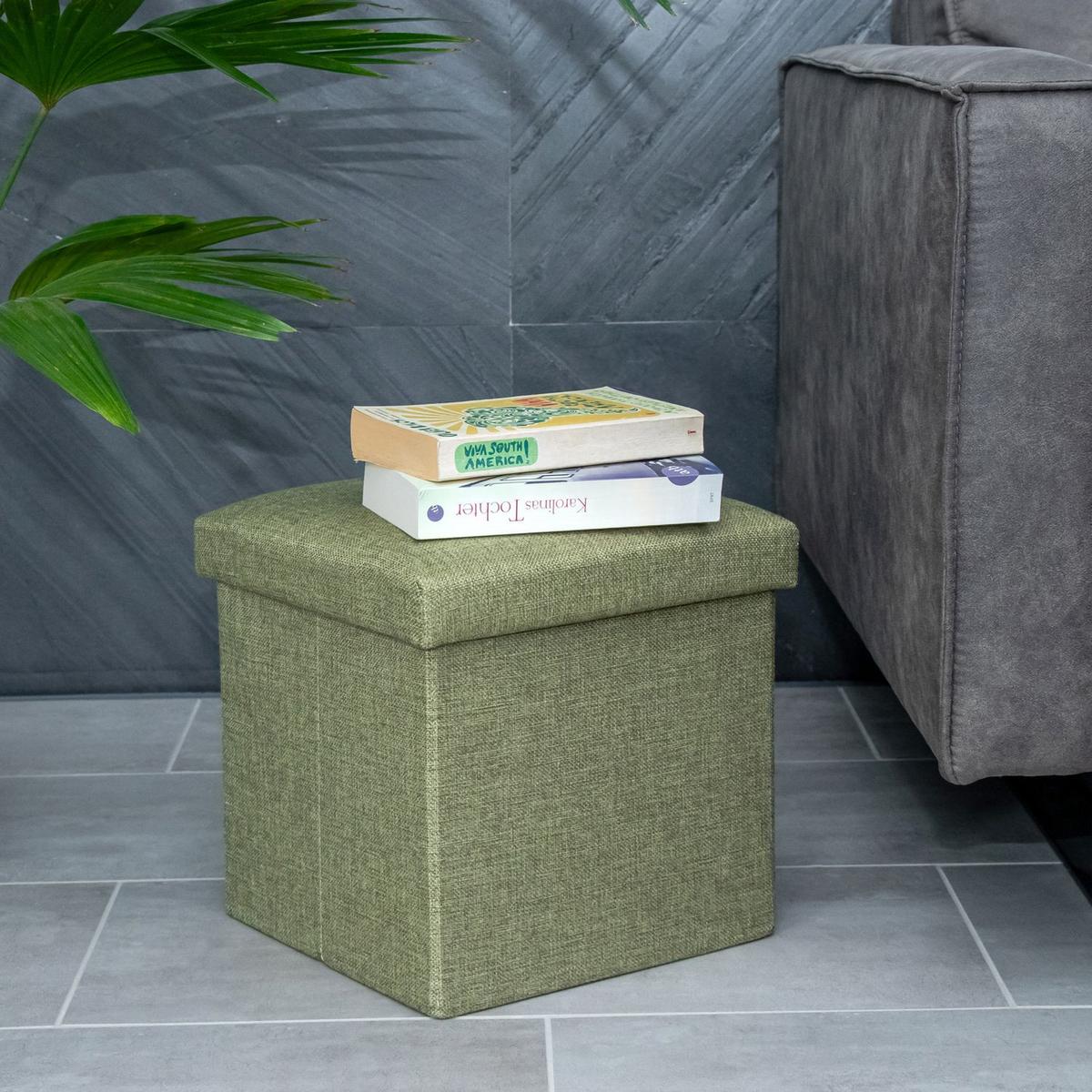 SITZHOCKER Faltbar 30/30/30 cm (Grün) - Grün, Textil (30/30/30cm) - Intirilife