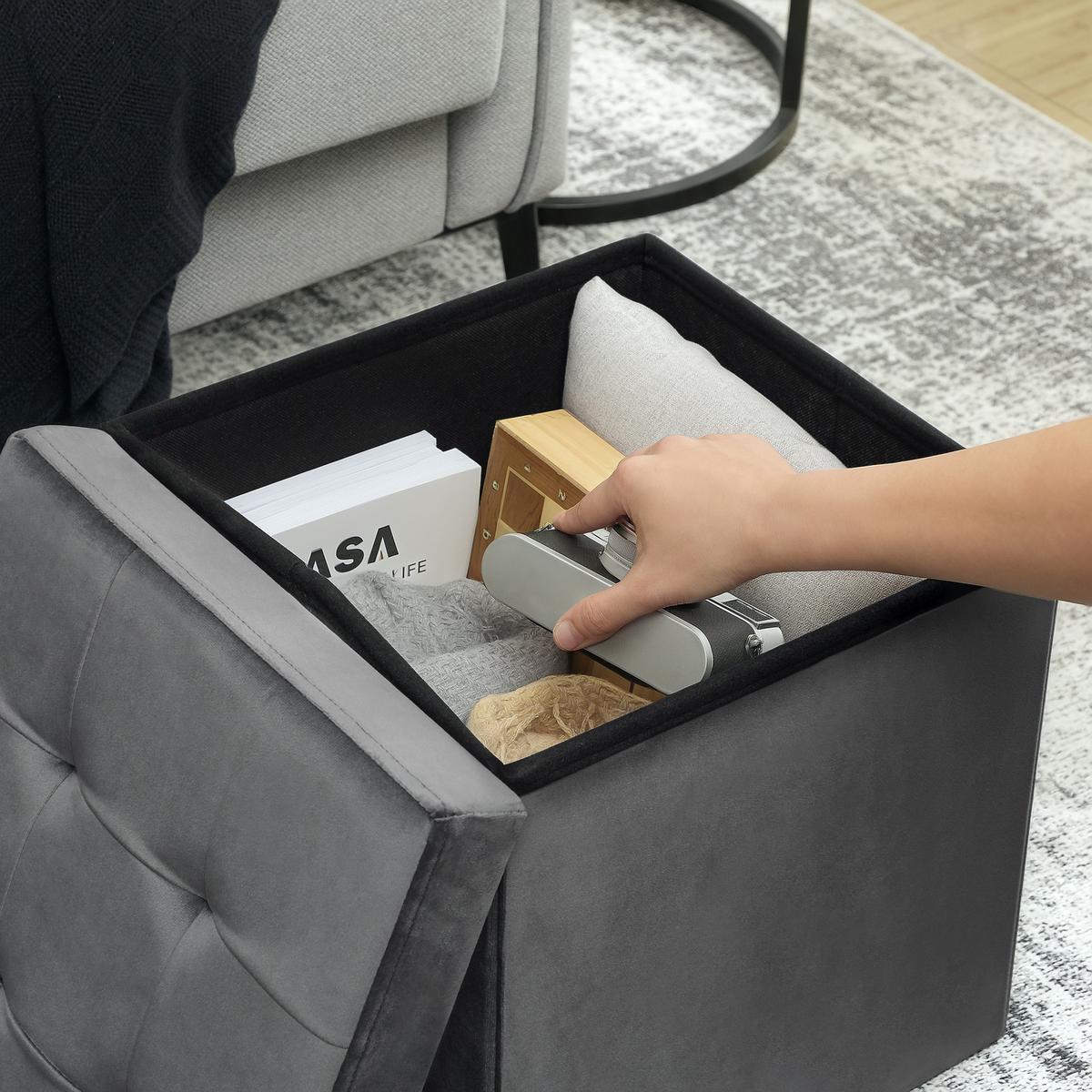 SITZHOCKER Polyester Vliesstoff Grau - Grau, Textil (38/38/38cm) - HOMCOM
