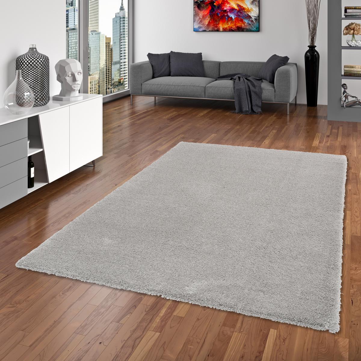 LUXUS HOCHFLOR LANGFLOR TEPPICH HARMONY - Grau, Textil (100/100cm) - Snapstyle
