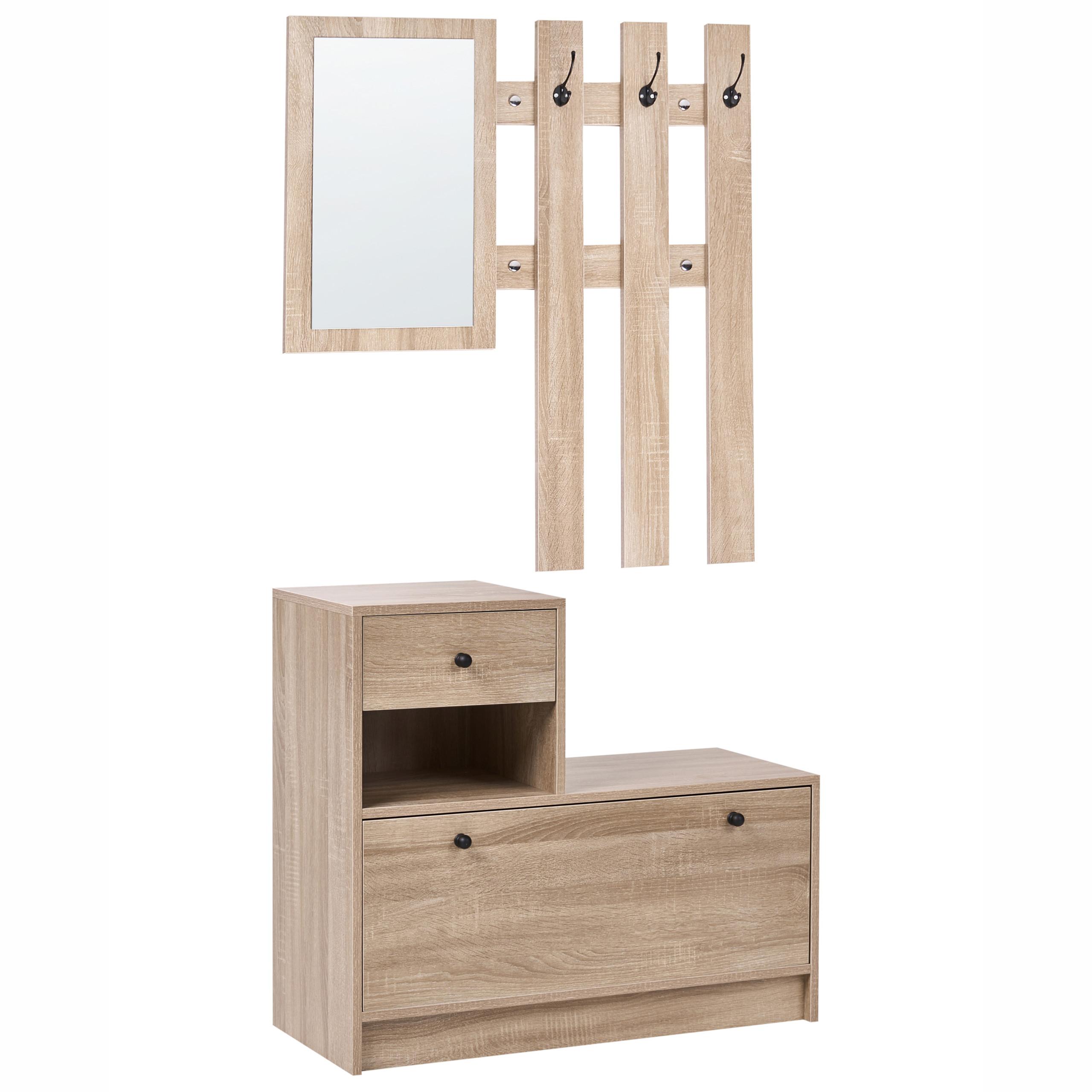 FLUR-SET Hellbraun Cooma - Hellbraun/Braun, Holzwerkstoff (77/70/35cm) - Beliani