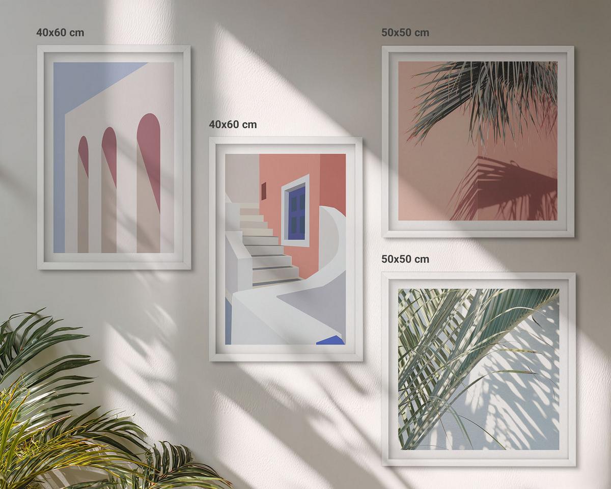BILDER SET 4er Set - 50x50 cm & 40x60 cm Weißer Rahmen - Illustrationen der Stadtarchitektur - Weiß, Kunststoff (50/50cm) - TULUP