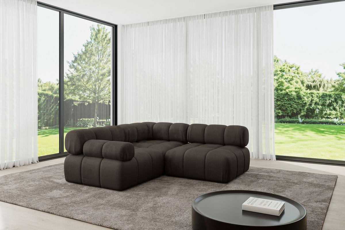 ECKSOFA modulares Sofa Mende-L1 - 190x190x70 cm Braun Velours - Braun, Holzwerkstoff/Textil (190/190cm) - ALTDECOR