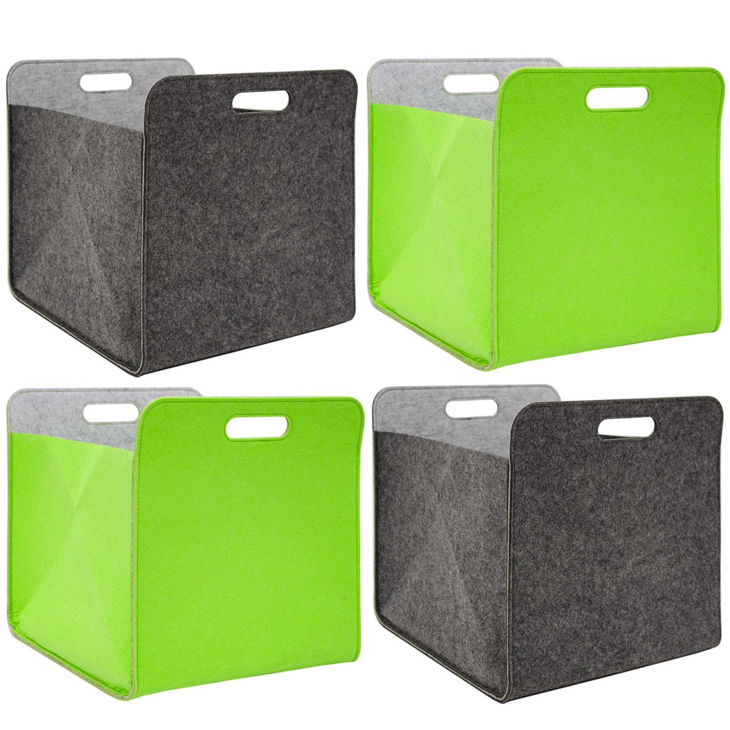 AUFBEWAHRUNGBOX, 4er Set 33/38, graugrün - Limette/Grau, Kunststoff (33/33/38cm) - Dunedesign
