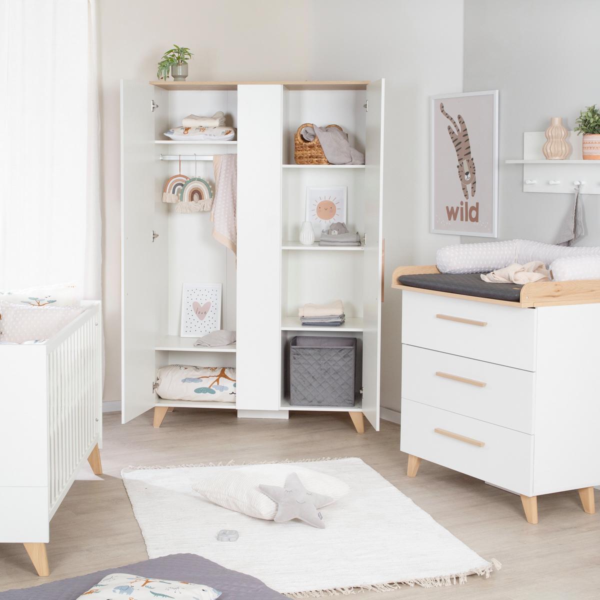 BABYZIMMER Leon 3-teilig II - Weiß, Holz (1/1/1cm) - Roba