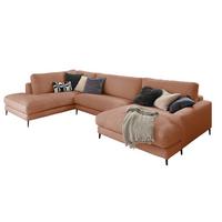 WOHNLANDSCHAFT CARA Braun Cord - Schwarz/Braun, Textil (341/84/223cm) - KAWOLA