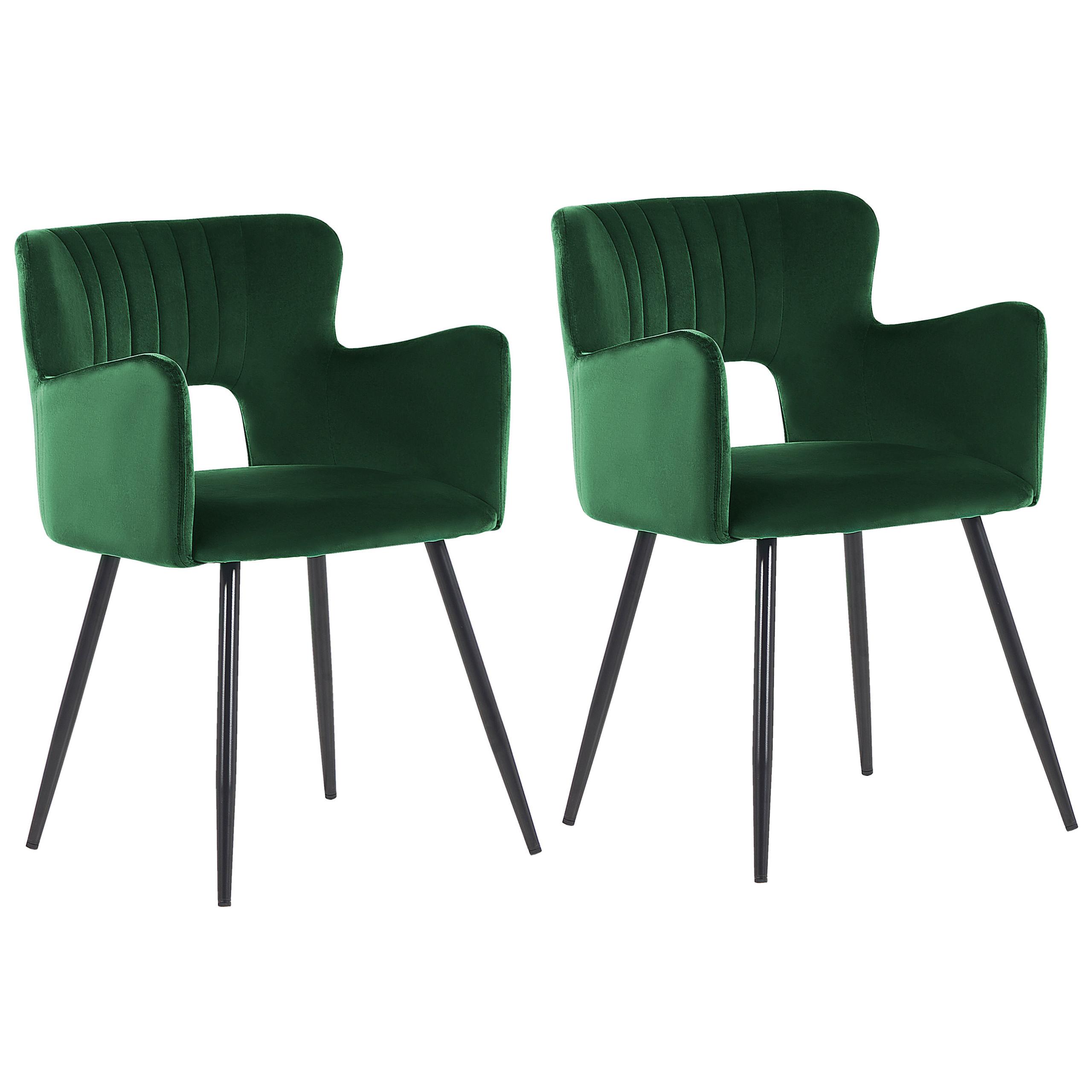 ESSZIMMERSTUHL 2er-Set Samtstoff Smaragdgrün Sanilac - Smaragdgrün, Textil/Metall (52/75/44cm) - Beliani