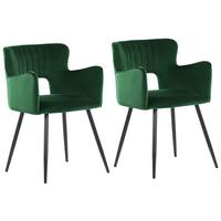 ESSZIMMERSTUHL 2er-Set Samtstoff Smaragdgrün Sanilac - Smaragdgrün, Textil/Metall (52/75/44cm) - Beliani