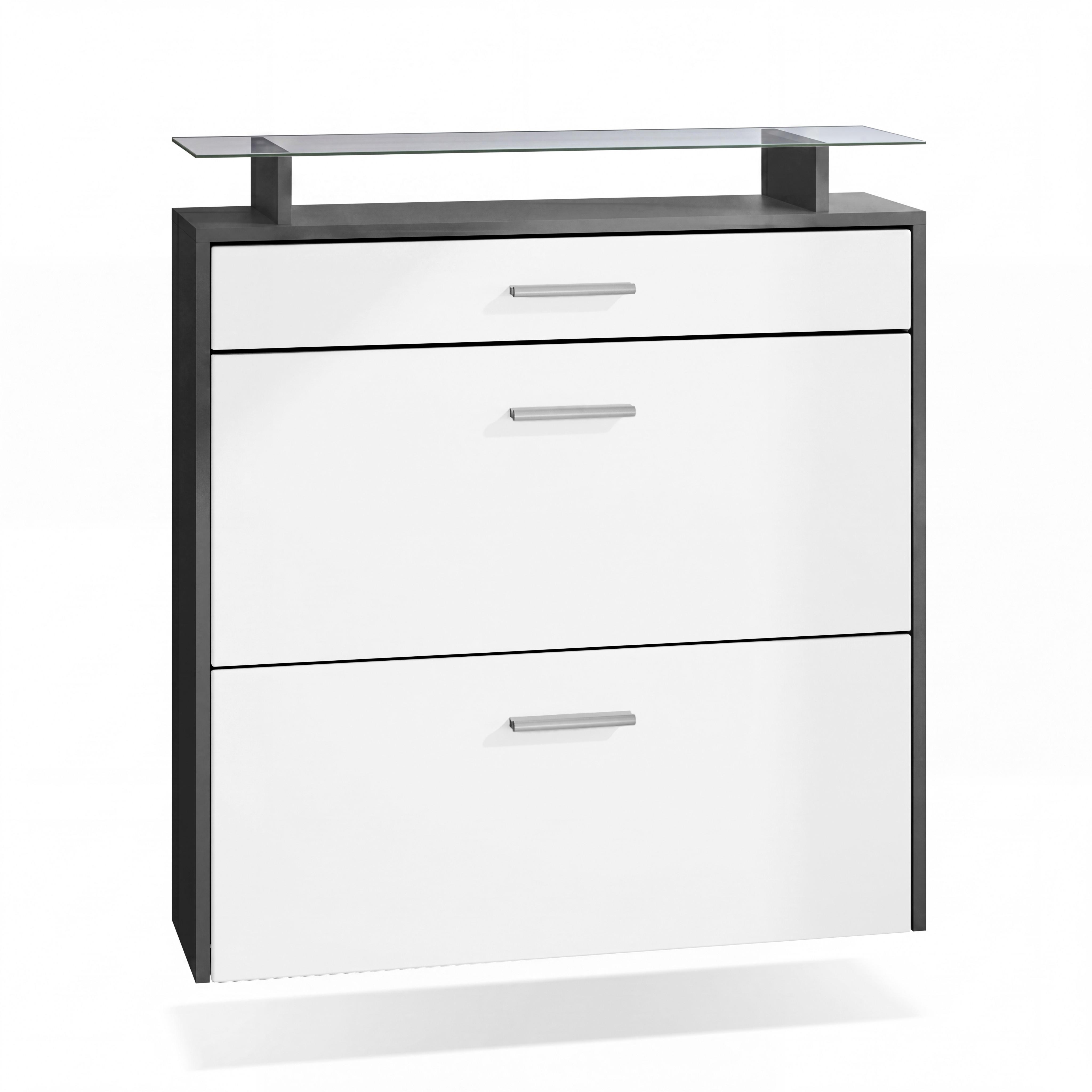 SCHUHSCHRANK Malea Fronten in Weiß matt - Weiß, Holzwerkstoff (89/96/23cm) - Vladon