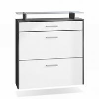 SCHUHSCHRANK Malea Fronten in Weiß matt - Weiß, Holzwerkstoff (89/96/23cm) - Vladon