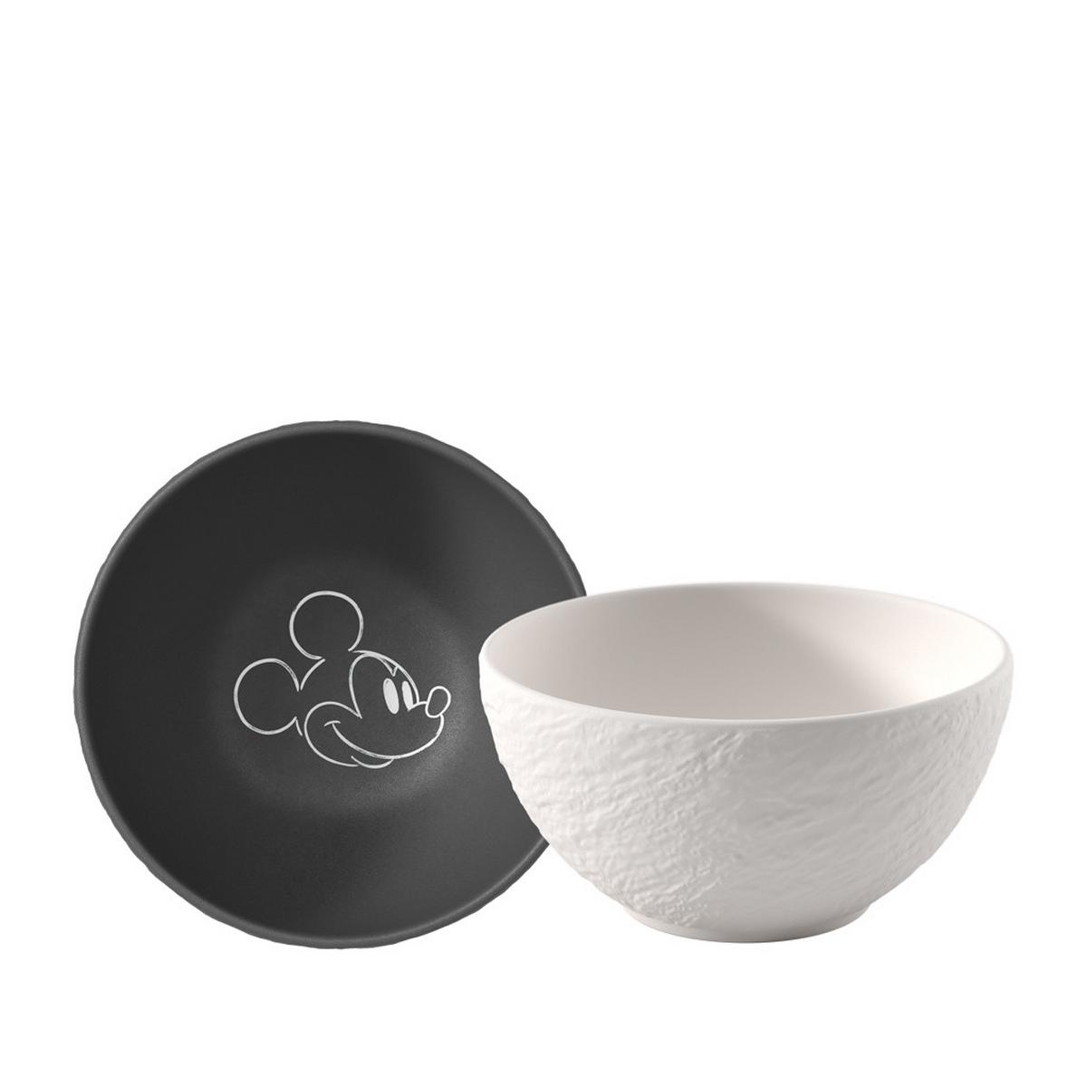 MÜSLISCHALEN Manufacture Rock – Mickey Mouse schwarz-weiß ø 14 cm 2er Set - Schwarz/Weiß, Keramik (14cm) - Villeroy & Boch