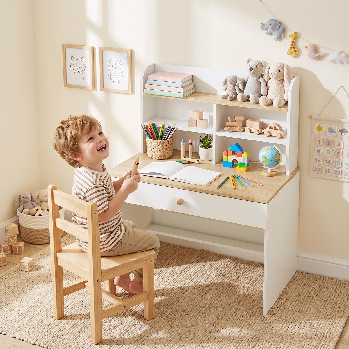 KINDERSCHREIBTISCH Spanplatte MDF Weiß - Weiß, Holzwerkstoff (50/100/80cm) - AIYAPLAY
