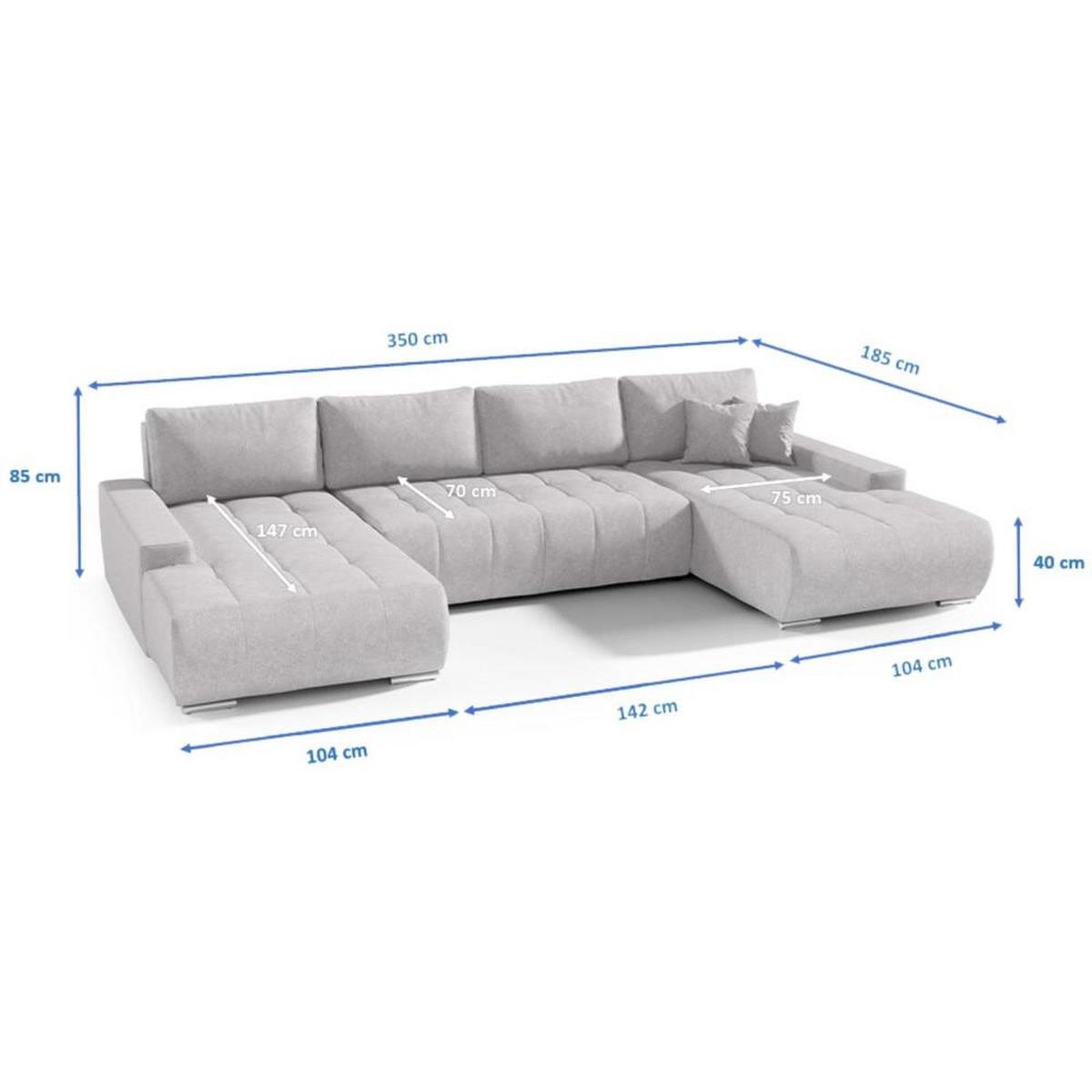 WOHNLANDSCHAFT Draco U dunkelgrau - Chromfarben/Dunkelgrau, Textil/Metall (350/85/185cm) - Beautysofa
