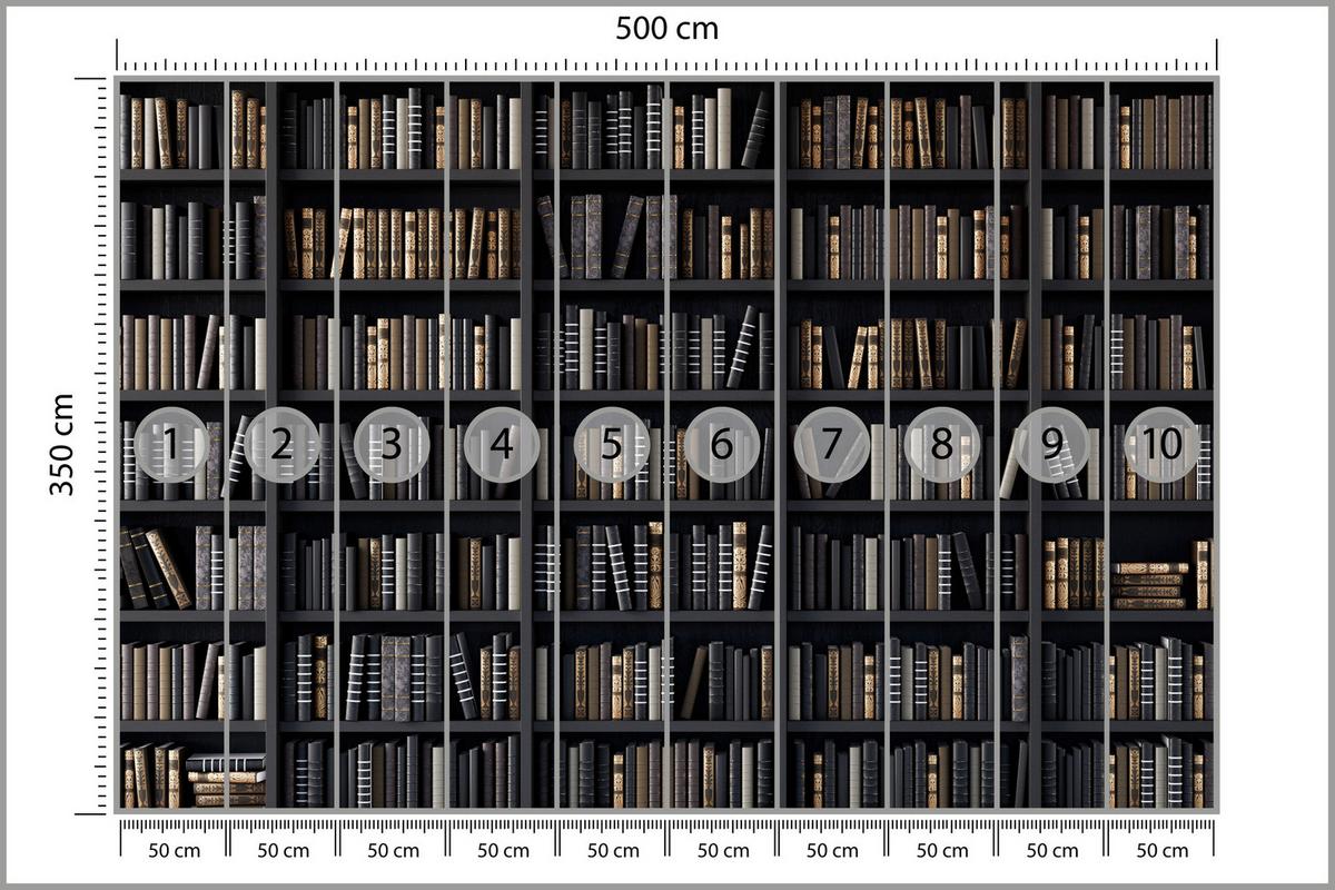 FOTOTAPETE für Büro Bücherregale Bibliothek Literatur 500x350 - Beige/Creme, Papier (500/350cm) - Muralo