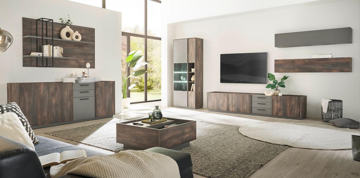 COUCHTISCH Thermo Eiche, grau, Beistelltisch mit Stauraum 75 x 75 cm - Eichefarben/Grau, Holzwerkstoff (75/75/33cm) - Furn.Design
