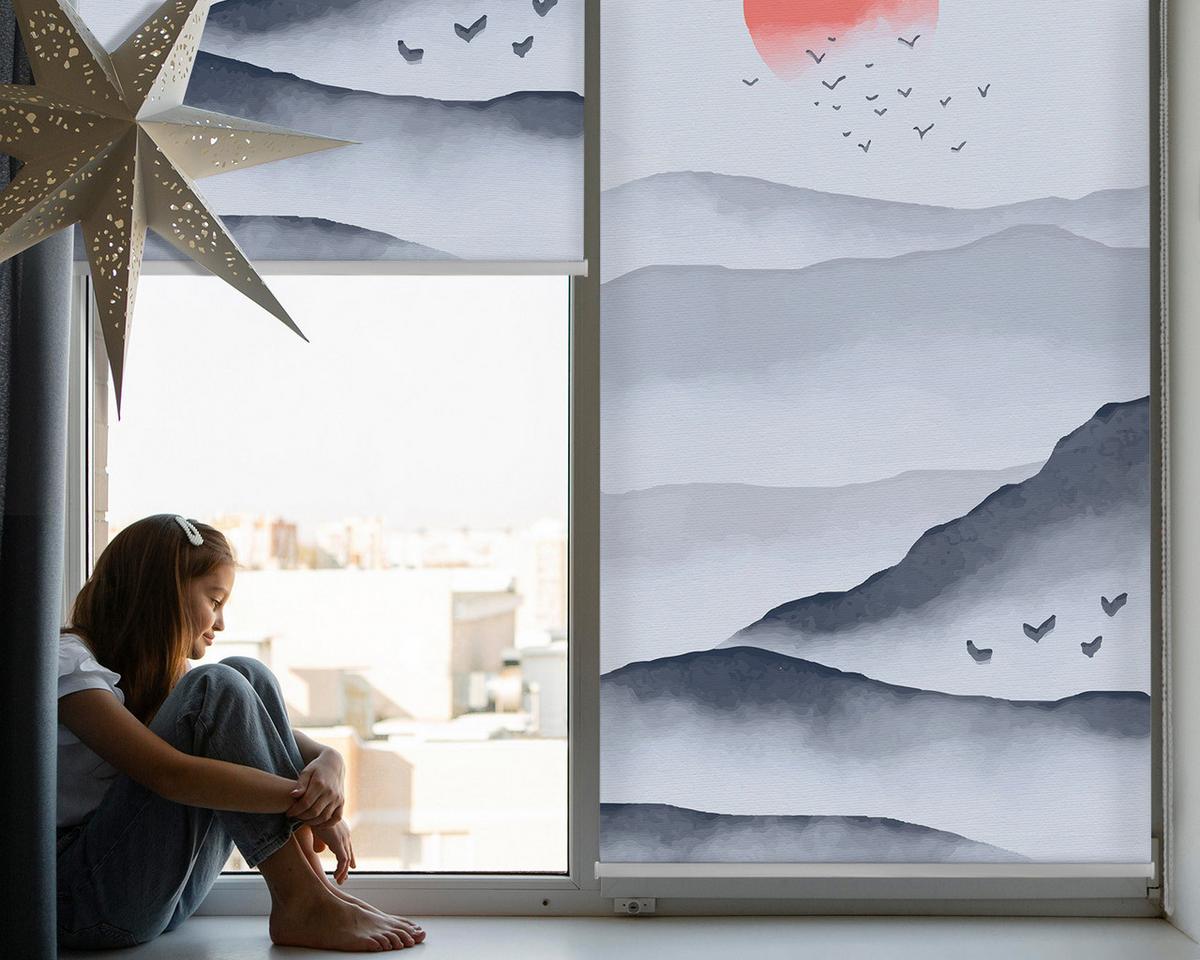 INNENROLLO - Fensterrollo - Rollo - 60x40 cm - Berge im Nebel - Grau, Kunststoff (60/140/0.5cm) - TULUP