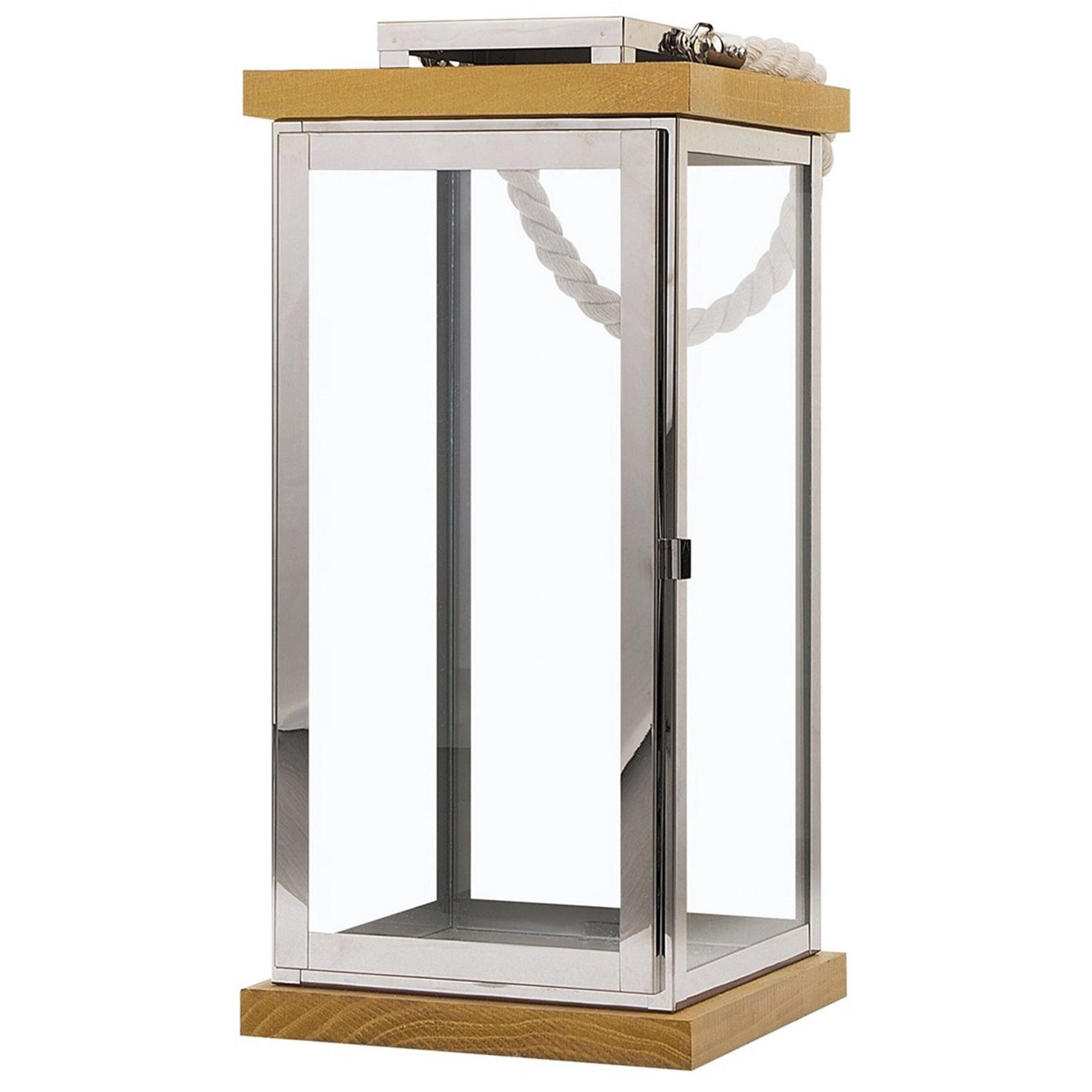 LATERNE Silber Borneo - Silberfarben/Braun, Holz (19/41/19cm) - Beliani