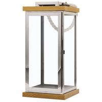 LATERNE Silber Borneo - Silberfarben/Braun, Holz (19/41/19cm) - Beliani
