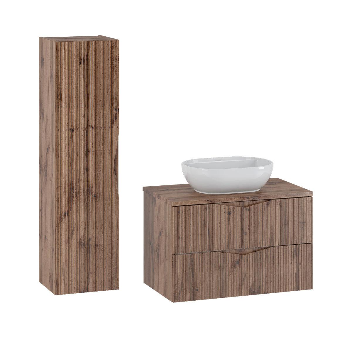 BADMÖBEL 80.6cm Tao 2er-Set Holz - Braun, Holzwerkstoff (80.6/52.2/46.5cm) - Petits-meubles