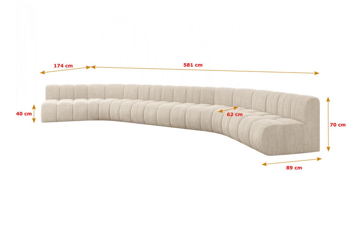 WOHNLANDSCHAFT modulares Sofa Montra-U2 - 581x174x70 cm Beige - Beige, Holzwerkstoff/Textil (581/70/174cm) - ALTDECOR