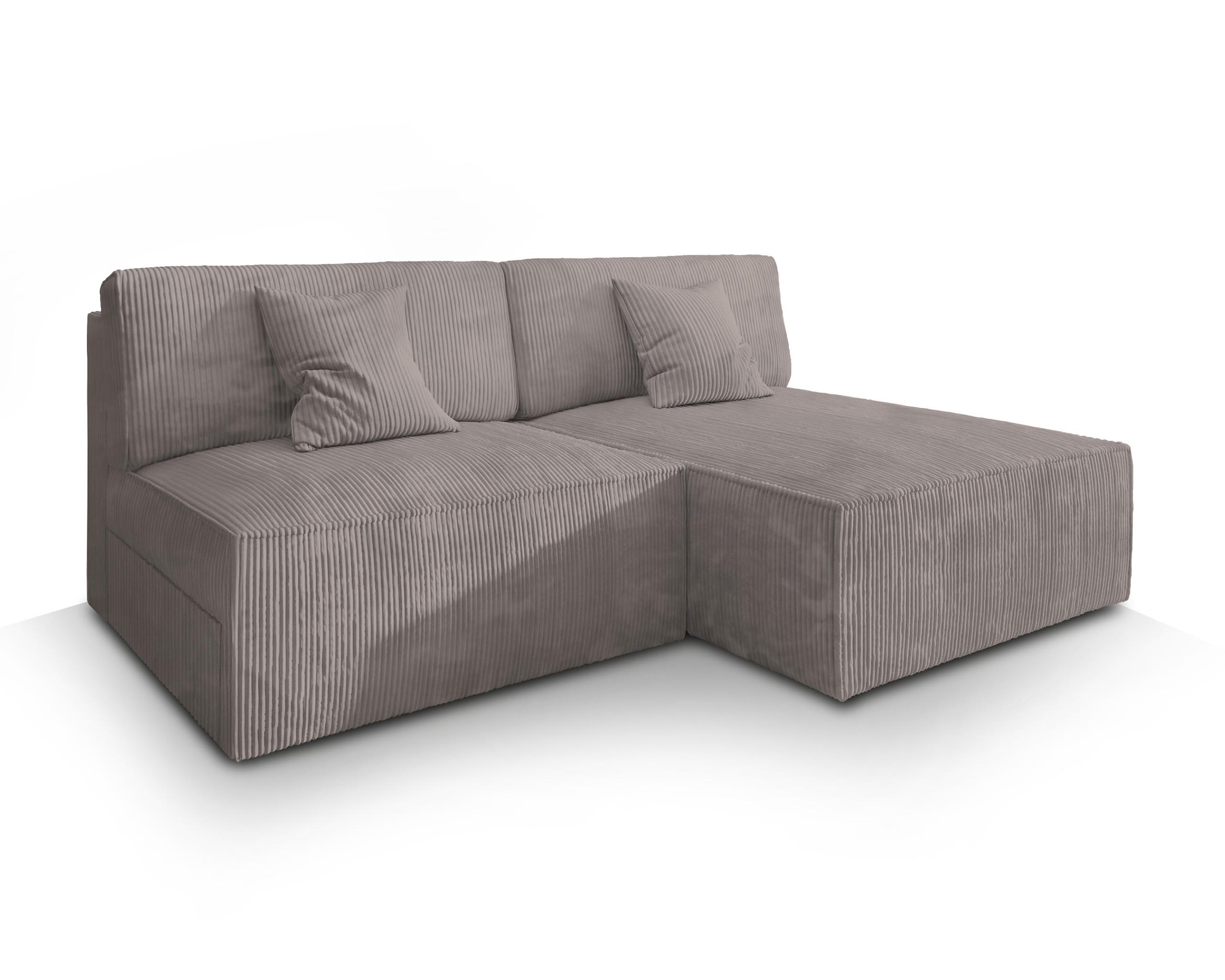 ECKSOFA FIORO P Beige Kordstoff mit Schlaffunktion - Beige/Grau, Holz/Kunststoff (204/148cm) - MASSENO