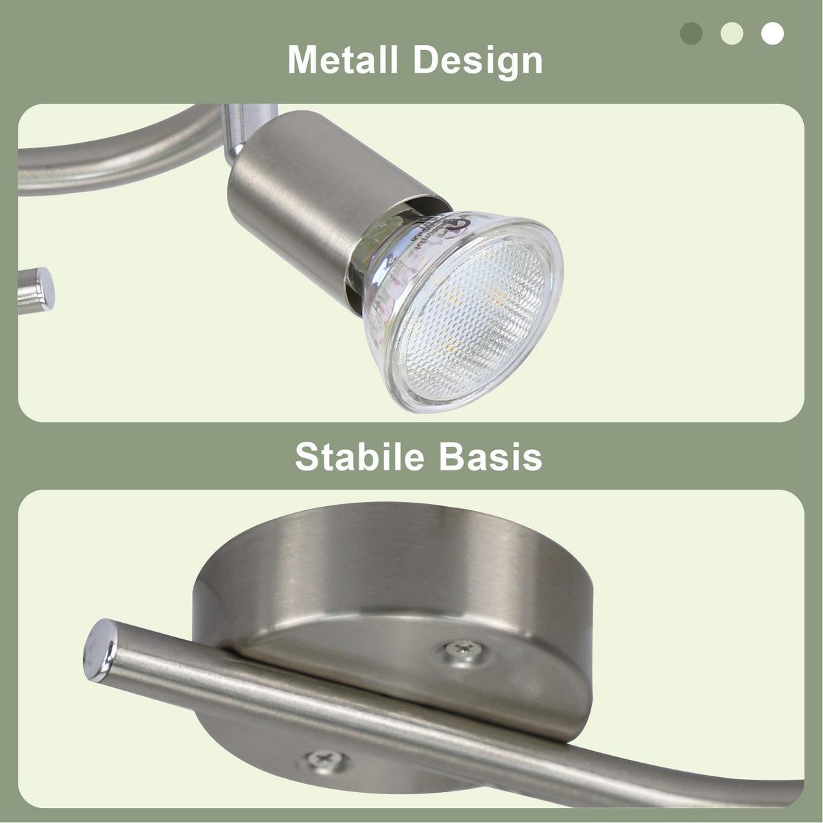 DECKENSTRAHLER Lyng 3-flammig 42/15/42cm - Silberfarben, Metall (42/15/42cm) - Nettlife