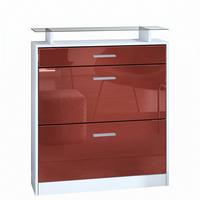 SCHUHSCHRANK Loret Front in Bordeaux Hochglanz - Bordeaux, Holzwerkstoff (89/104/23cm) - Vladon