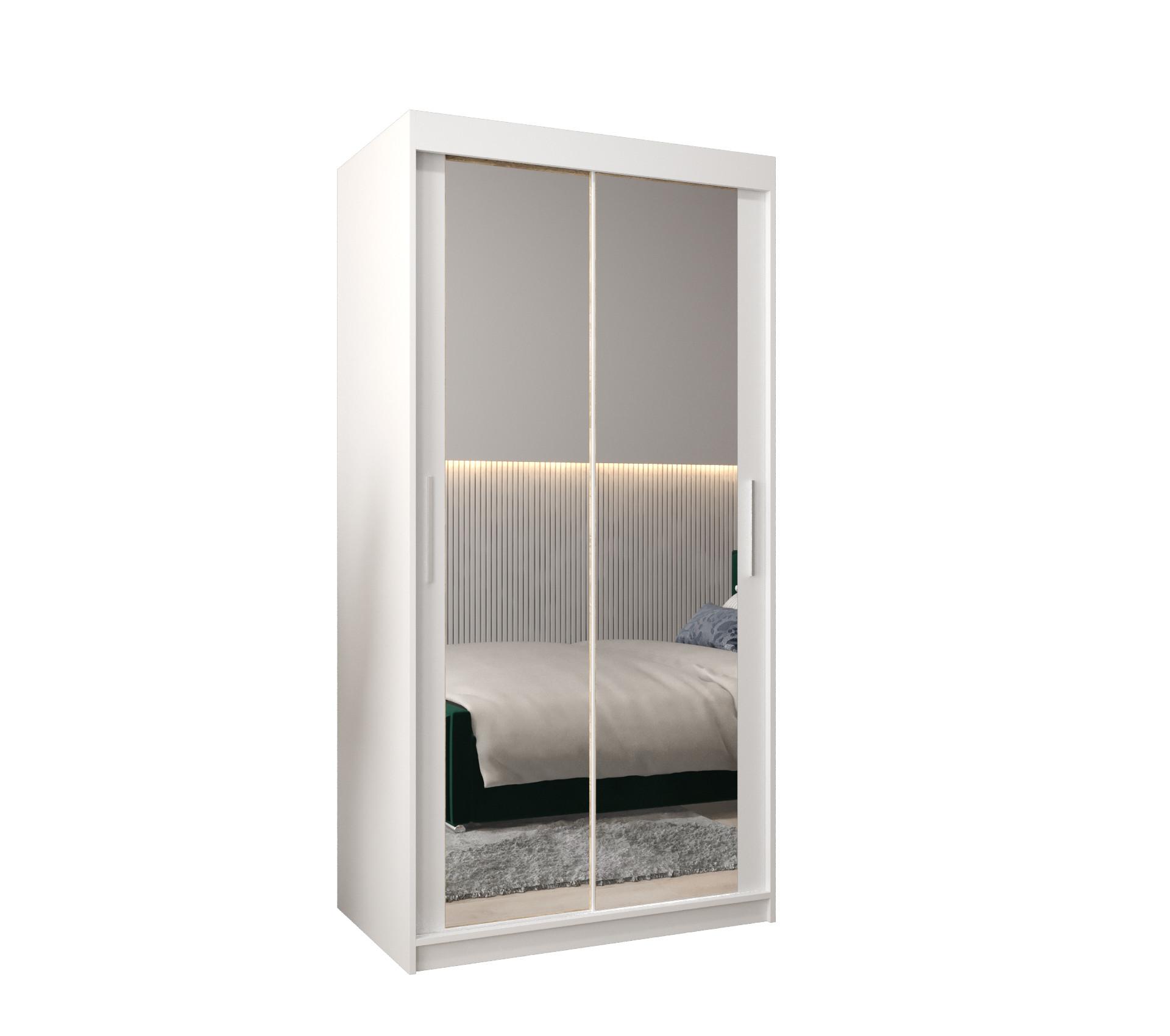 SCHWEBETÜRENSCHRANK 200/100/62 2-türig - Silberfarben/Weiß, Holz/Kunststoff (100/200/62cm) - MÖBEL KRYSPOL