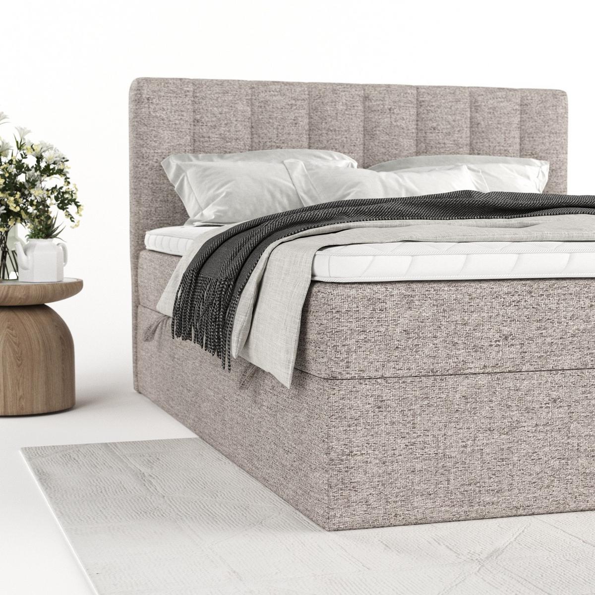 BOXBETT Bari 160/200 cm Beige im Neve Stoff - Beige, Holz/Holzwerkstoff (160/200cm) - AltaBeds