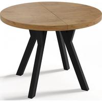 ESSTISCH Twixy runder ausziehbarer, Lancelot Eiche 100-200/100/76 cm - Eichefarben/Schwarz, Holz/Holzwerkstoff (100/200/76cm) - WFL GROUP