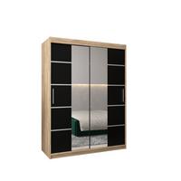 SCHWEBETÜRENSCHRANK 200/150/62 2-türig - Silberfarben/Schwarz, Holz/Kunststoff (150/200/62cm) - MÖBEL KRYSPOL