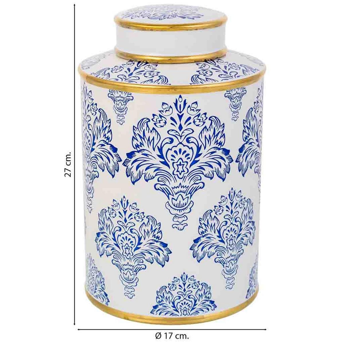 VASE aus Keramik, weiß, 17x27cm - Blau, Keramik (27cm) - Wanderlust