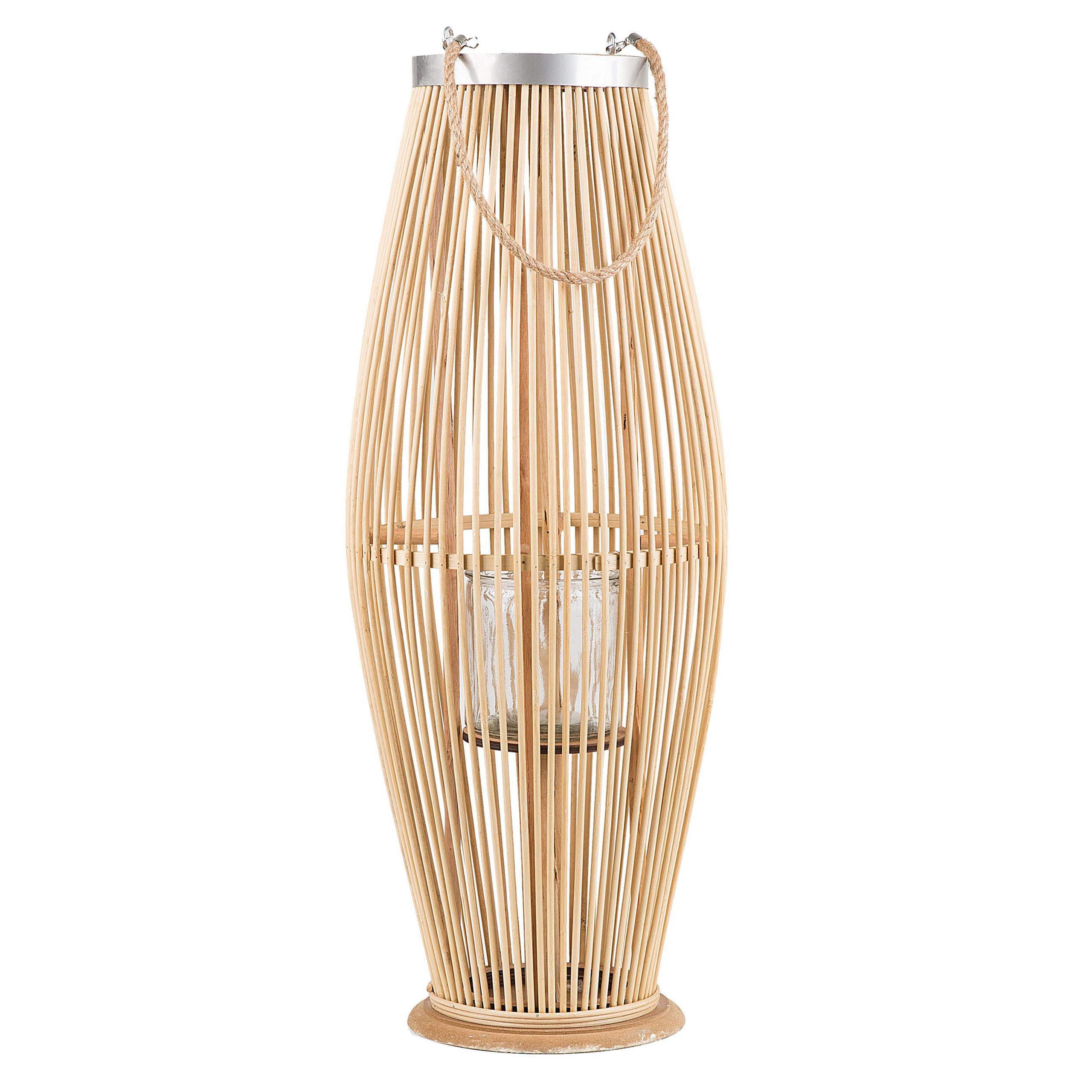 LATERNE Heller Holzfarbton Tahiti - Hellbraun, Holz (27/72/27cm) - Beliani