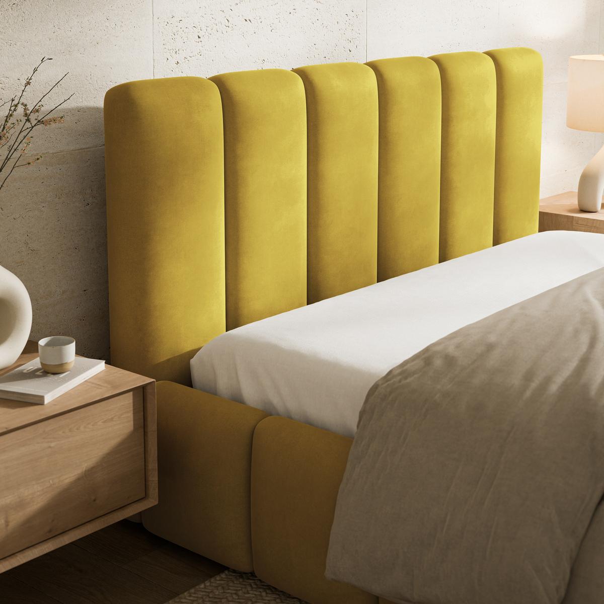 POLSTERBETT RANIS 140x200 cm mit Bettkästen - Gelb - Gelb, Holz/Textil (140/200cm) - MASSENO